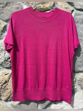 NEW Banana Republic Short Sleeve Sweater Top Size S Linen Blend Preppy Academia